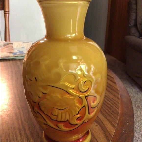 Avon vase plastic encased white glass